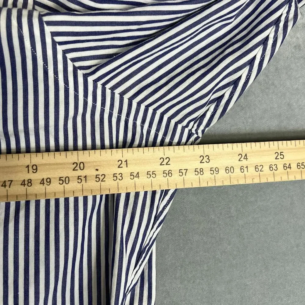 Vintage Polo Ralph Lauren Dress Shirt Mens 15.5-34 Blue White Striped Button 90s